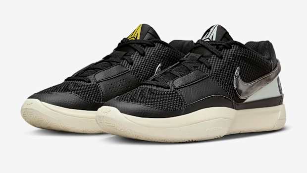 Side view of Ja Morant's black and grey Nike sneakers.